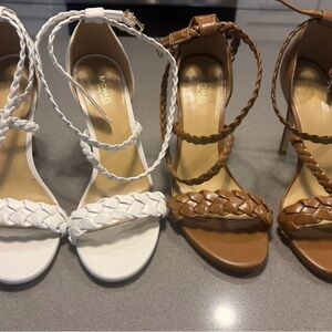 Michael Kors Braided Strap Heels - White and Brown$50 each or $90 for the pair